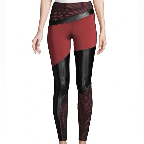 Koral Red and Black Mesh Leggings Small - Picture 1 of 4